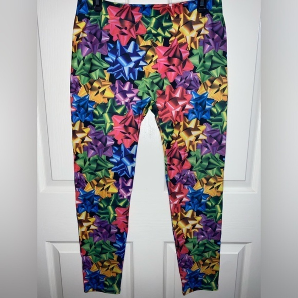 Xhilaration Multicolor Bow Print Leggings, Holiday Ready, Festive Party